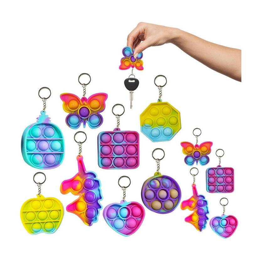 YellowCult Pop Its Rainbow Pop Fidget Toys Pop Bubble Fidget CAR, (Pack of 5 Random Color) Key Chain