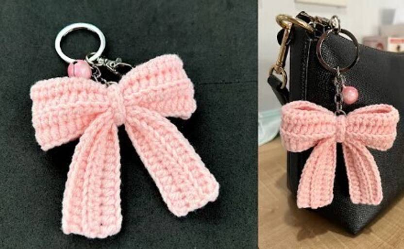 BloomingYarn Bow Keychain Wool Key Holder