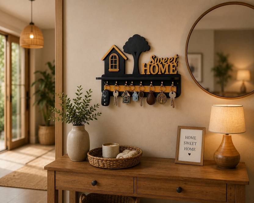 Keystandwooden Wooden Key Rack Wall Mount for Home Office Use Wood Key Holder