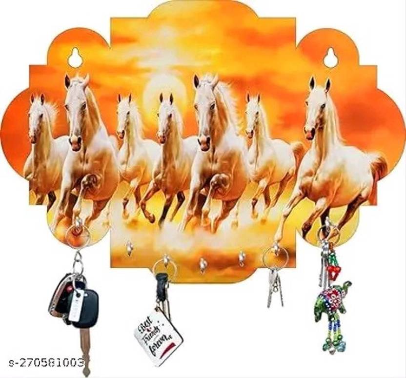 BHAVYA 7 horse key holder for wall hanging and wall decore Wood Key Holder