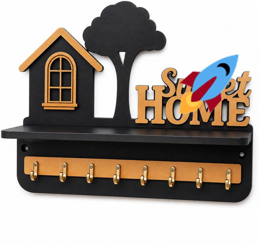 Keystandwooden Wooden Key Holder with Hooks Stylish Home Utility Product Wood Key Holder