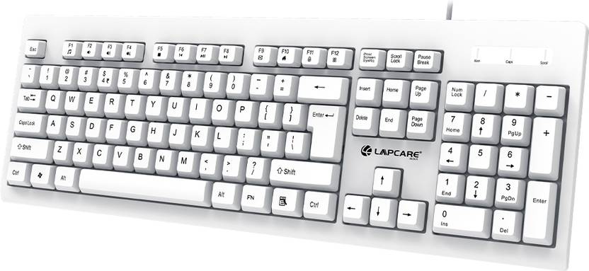LAPCARE LOX-105 Wired USB Standard Desktop Keyboard Compatible with Desktop, Laptop, Mac with Wear-Resistant UV-Coated Keycaps, Whisper-Quiet Keystrokes, Retractable Ergonomic Tilt Stand