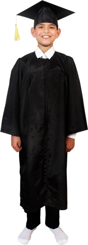 ITSMYCOSTUME Convocation Graduation Gown/Degree Gown Costume with Cap Dress for Kids (Black) Kids Costume Wear