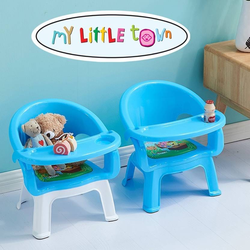 MY LITTLE TOWN Kids feeding Chair & Table (Blue) Plastic Chair Price in