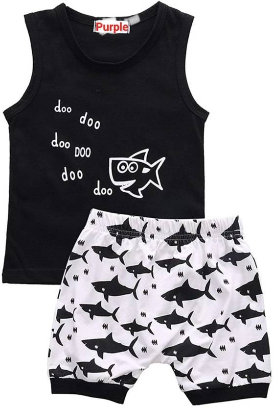 PURPLEINDIA Baby Boys & Baby Girls Casual T-shirt Shorts