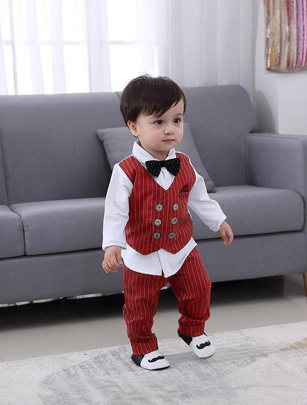 Belliza Baby Boys & Baby Girls Party(Festive) Shirt Pant, Bow Tie, Waistcoat