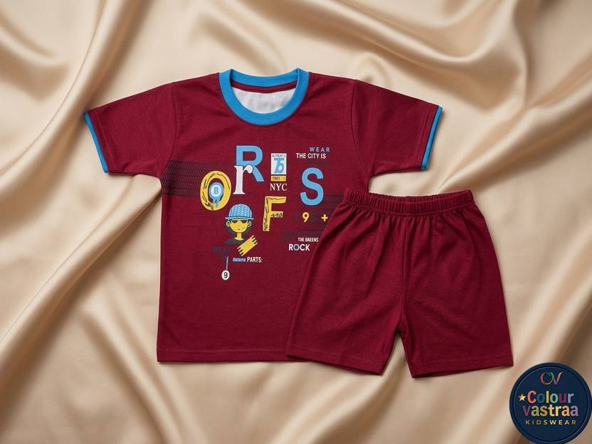 Colourvastraa Baby Boys & Baby Girls Casual T-shirt Shorts