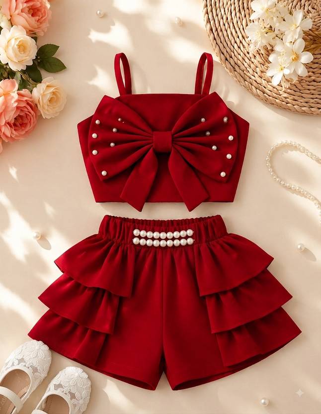 EloraKids Baby Girls Party(Festive) Top Shorts