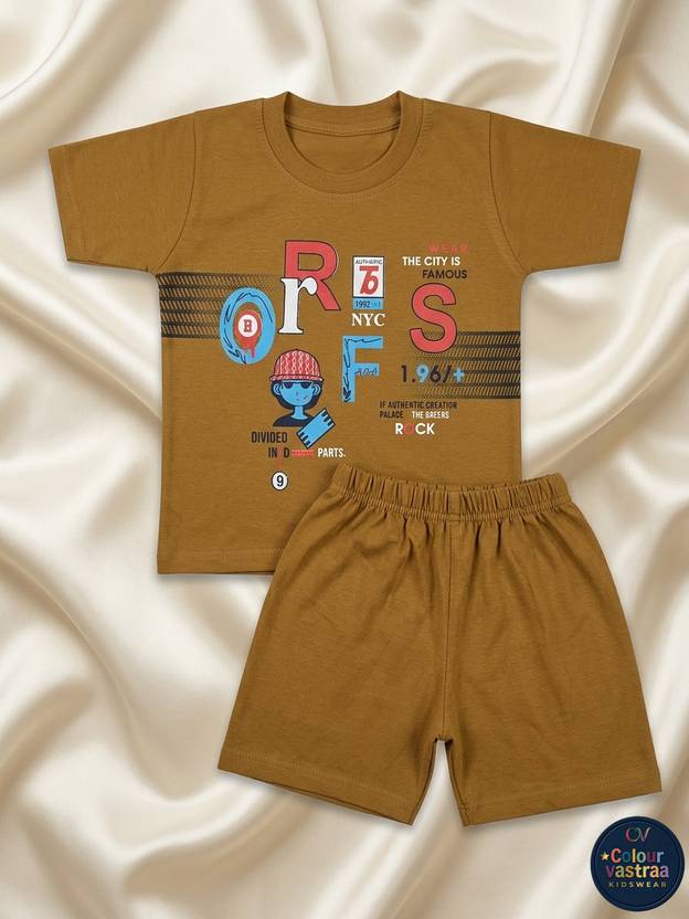 Colourvastraa Baby Boys & Baby Girls Casual T-shirt Shorts