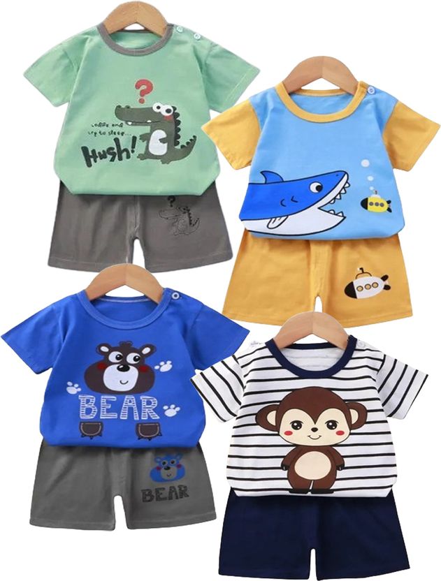 RFR Baby Boys & Girls Casual T-shirt Shorts, Red - Image 8
