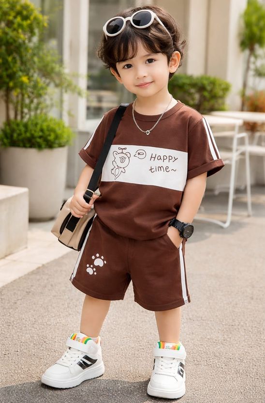 RFR Baby Boys & Girls Casual T-shirt Shorts, Red - Image 4