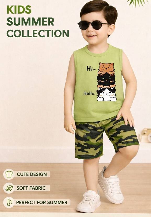 ISANAFASHION Boys & Girls Casual Top Shorts