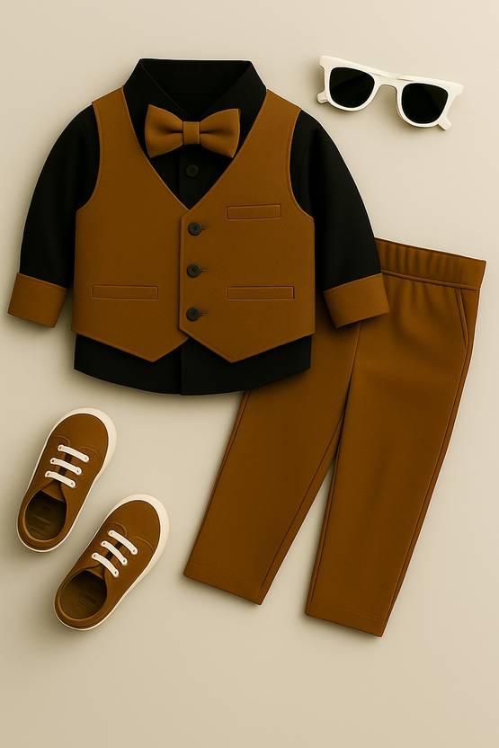 TOGEPI Boys Party(Festive) Vest Shirt, Pant, Bow Tie