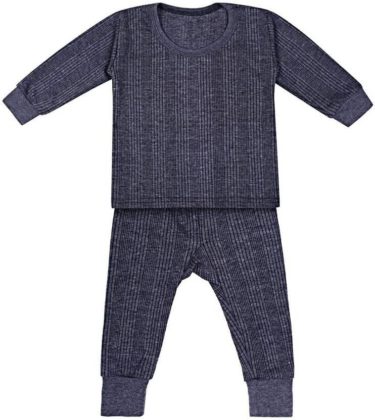 [Size 3 – 6 Months] Icable Top – Pyjama Set Thermal For Baby Boys & Baby Girls  (Grey, Pack of 1)