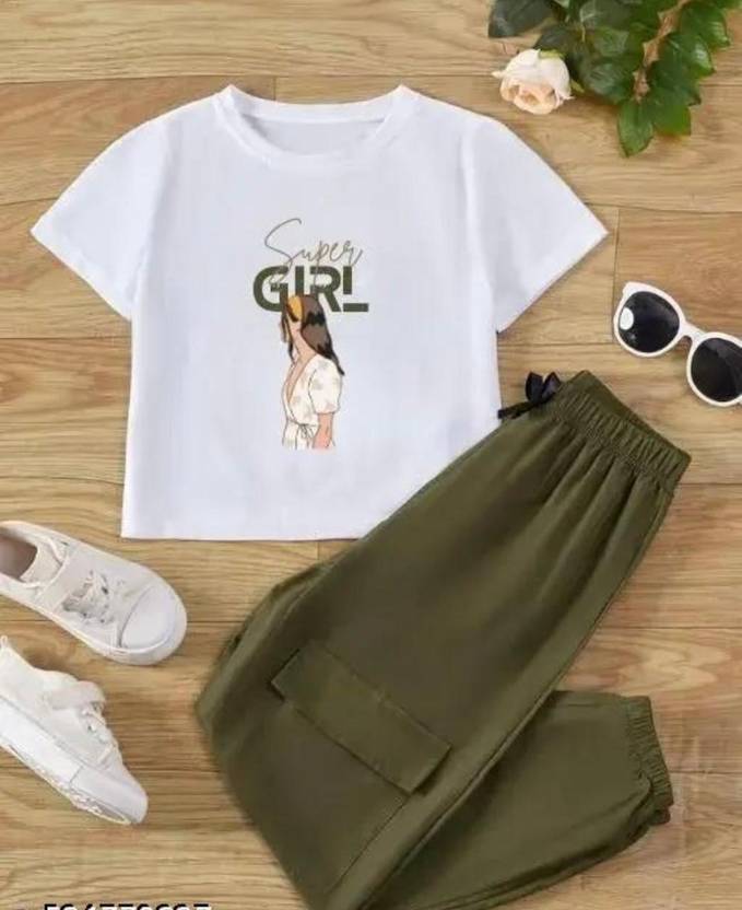 Aazeen fashion Girls Casual T-shirt Track Pants