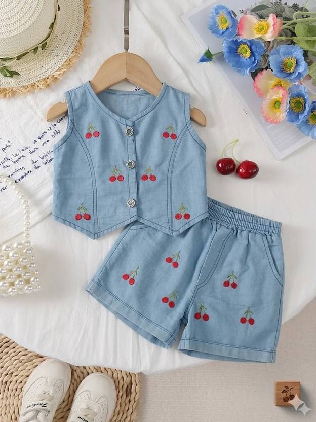 TAILORWOMEN Baby Girls Party(Festive) Top Shorts