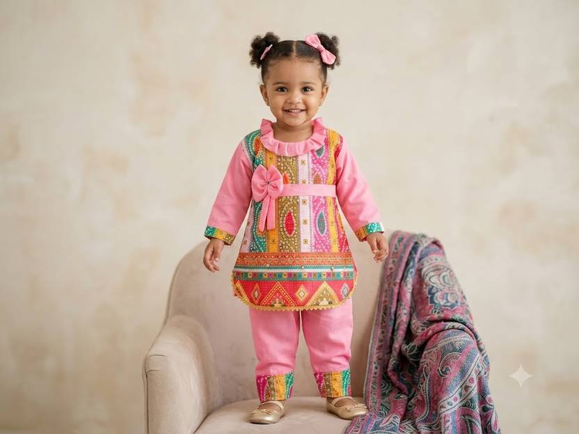 DurgaMaa Baby Girls Party(Festive) Kurta Pyjama