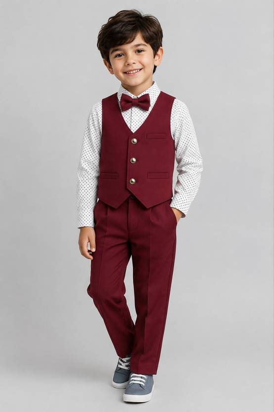 TOGEPI Boys & Girls Party(Festive) Waistcoat Shirt, Pant, Bow Tie