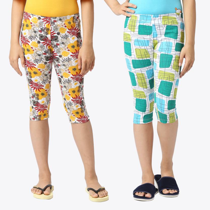 SINI MINI Capri For Girls Casual Printed Pure Cotton