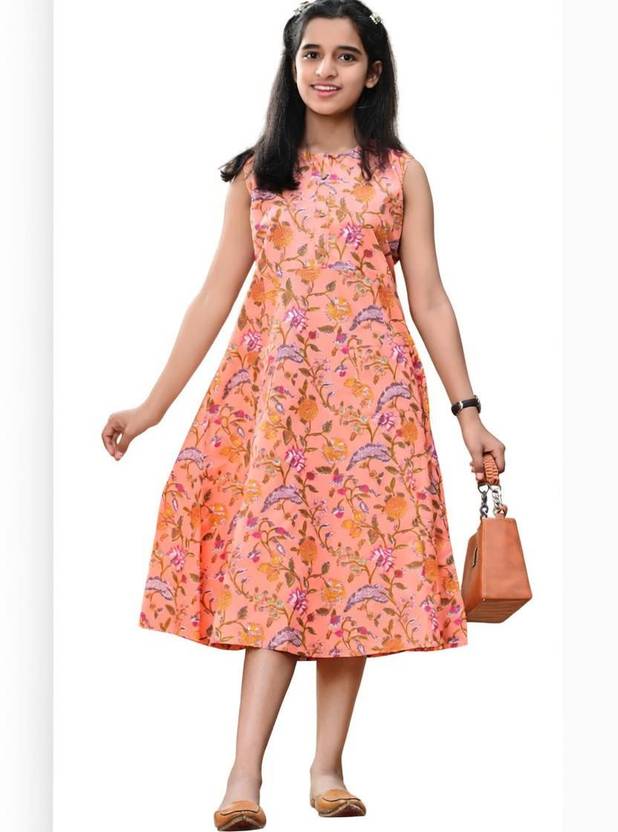 DMP EXPORT Girls Calf Length Casual Dress