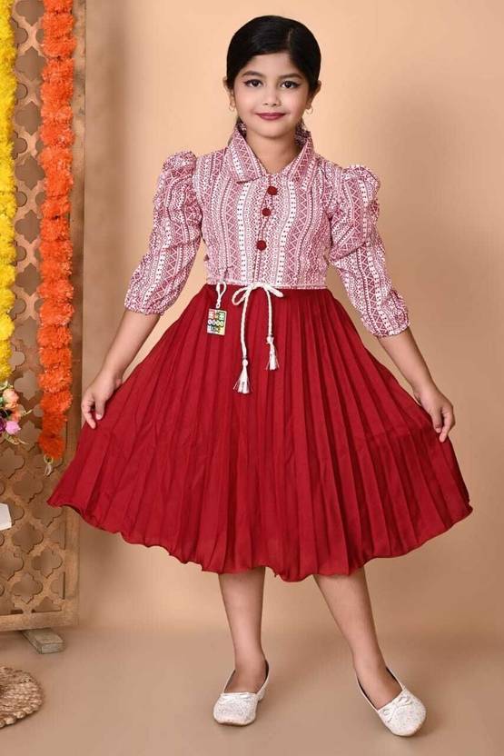 afrin fashion Girls Below Knee Festive/Wedding Dress