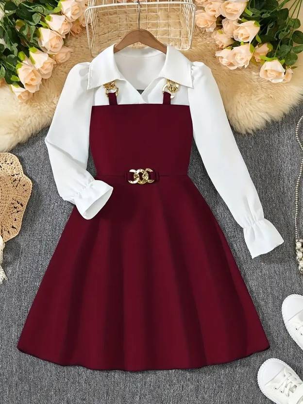 MRAKIBGARMENTS Girls Midi/Knee Length Festive/Wedding Dress