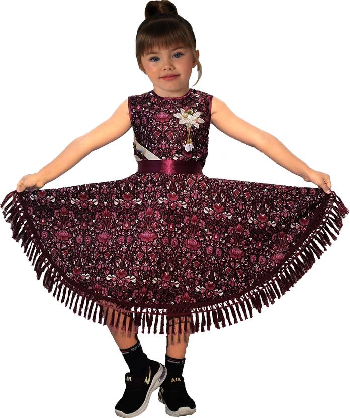 BHOOLKU Girls Below Knee Party Dress
