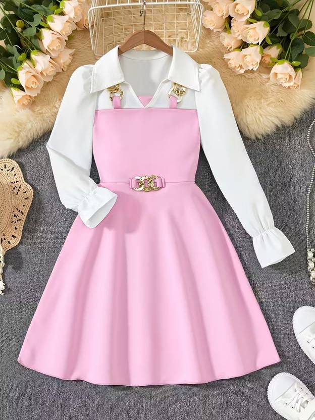 MRAKIBGARMENTS Girls Midi/Knee Length Festive/Wedding Dress