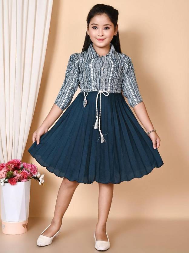 CLOTHING KING Girls Midi/Knee Length Festive/Wedding Dress