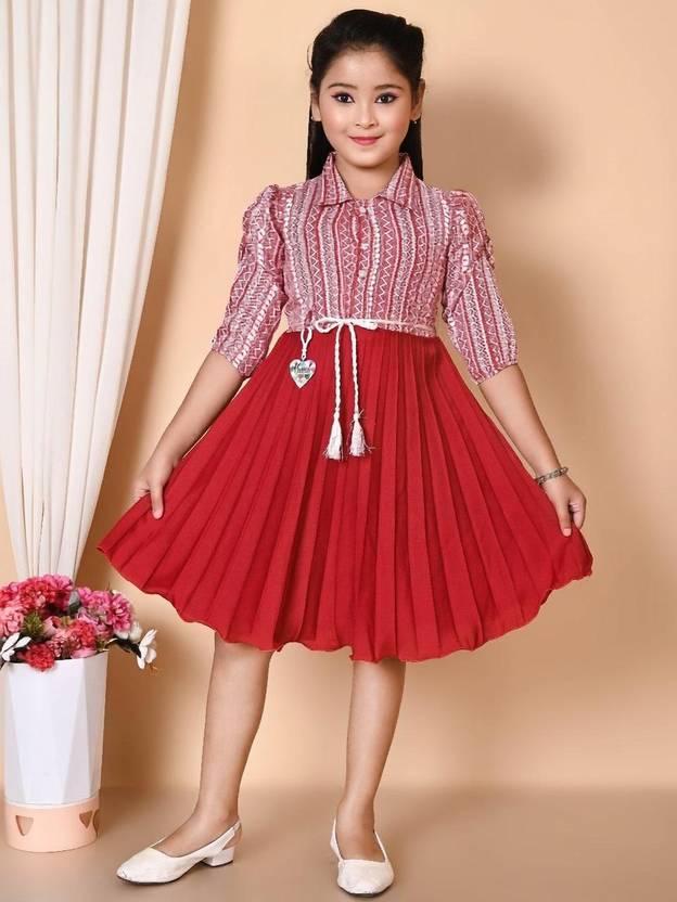 CLOTHING KING Girls Midi/Knee Length Festive/Wedding Dress