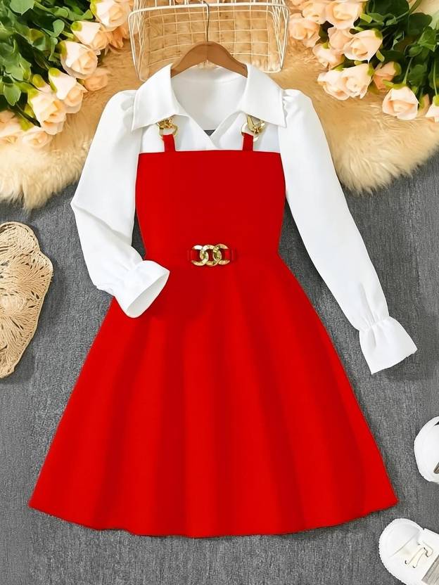 MRAKIBGARMENTS Girls Midi/Knee Length Festive/Wedding Dress