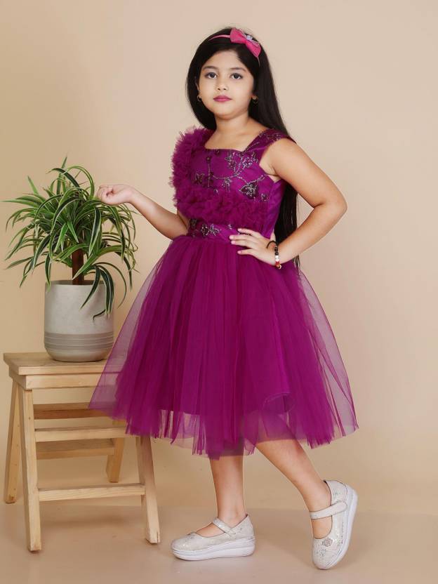 Bongprince Girls Midi/Knee Length Festive/Wedding Dress