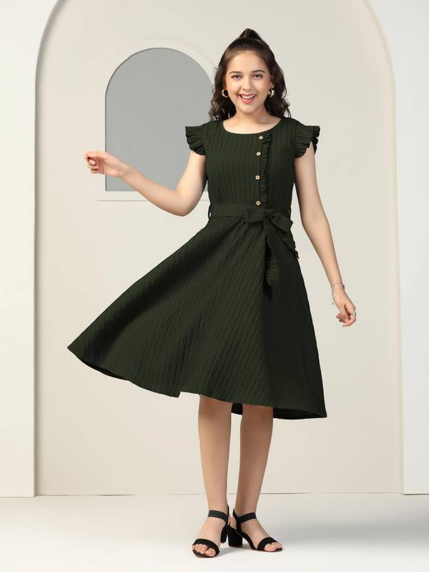 Ompax Girls Below Knee Casual Dress