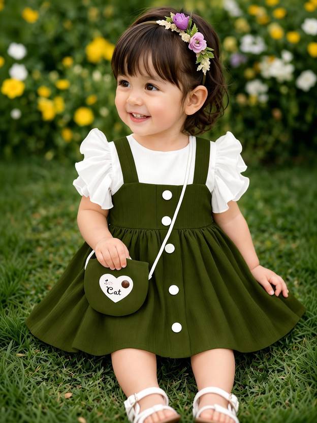 MRAKIBGARMENTS Baby Girls Midi/Knee Length Festive/Wedding Dress