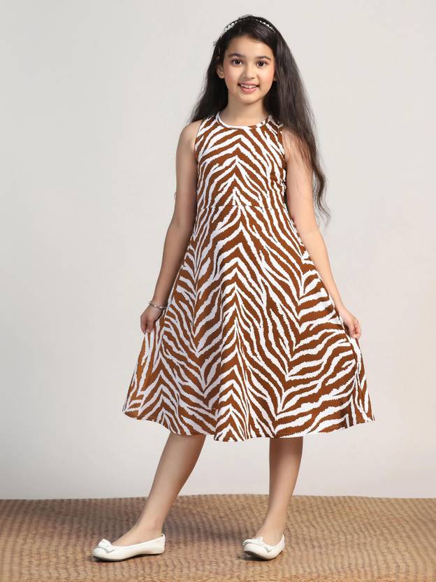 Ompax Girls Calf Length Casual Dress