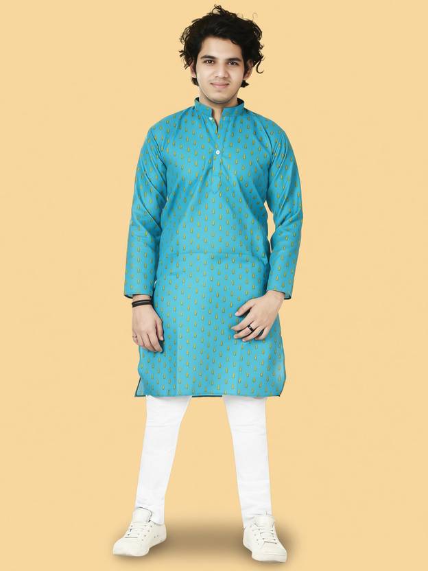 VISHESTA Pack of 2 Printed Cotton Blend Straight Kurta for Boys