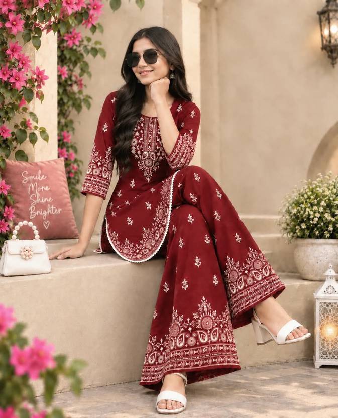 adrox Girls Casual Kurta and Palazzo Set