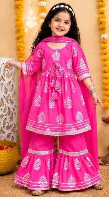 BITIYALAADO Girls Festive & Party Kurta and Sharara Set