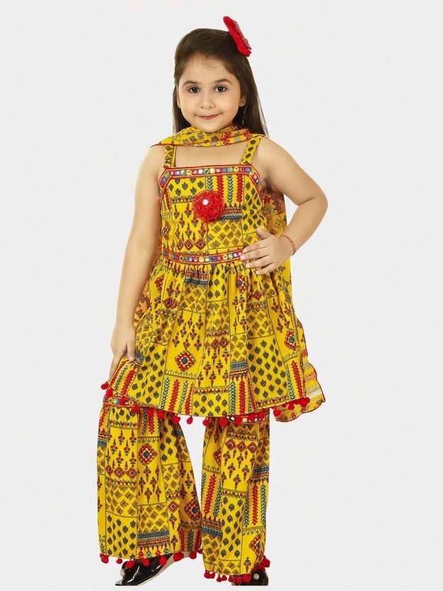FUSION OF FASHION Girls Festive & Party, Casual Kurta, Pyjama & Dupatta Set