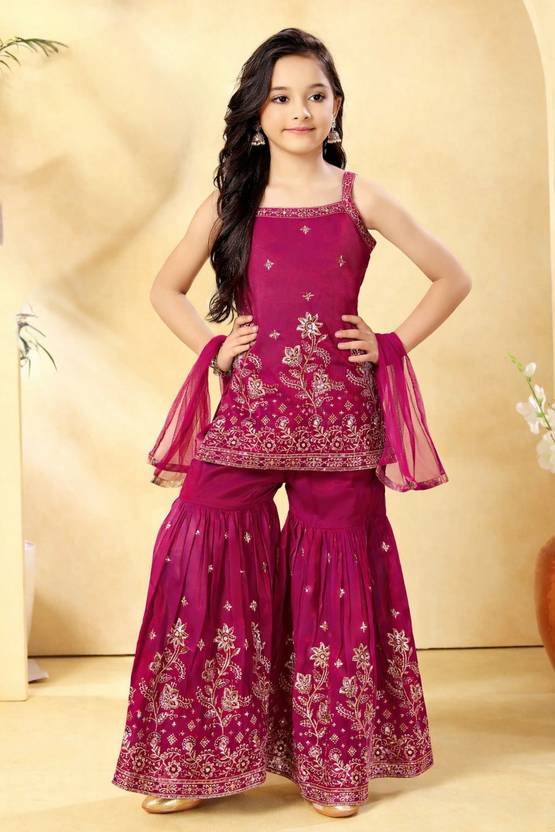 UFB Girls Festive & Party Kurta and Sharara Set