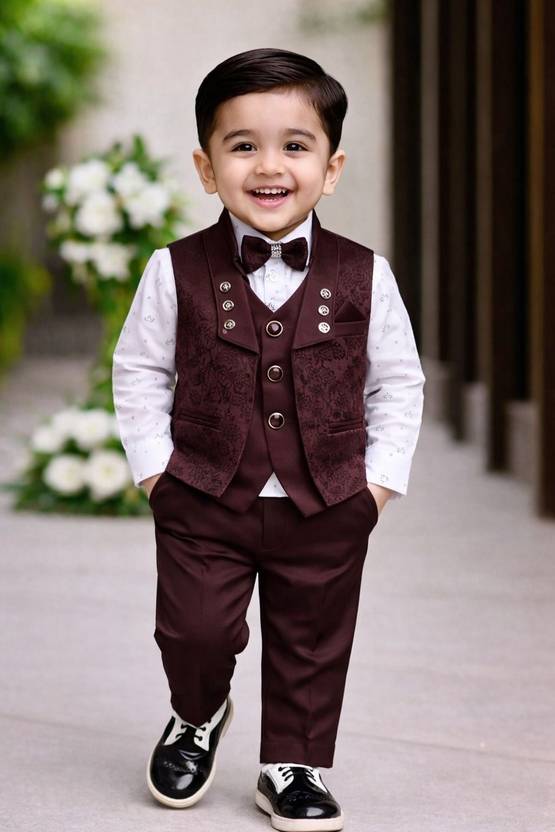 AnishkaFashion Boys Festive & Party Shirt, Waistcoat and Pant Set