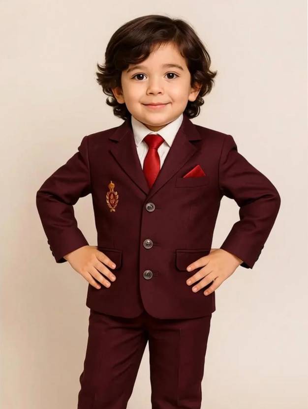 Anishka Enterprises Boys Festive & Party, Wedding Blazer, Shirt and Trouser Set