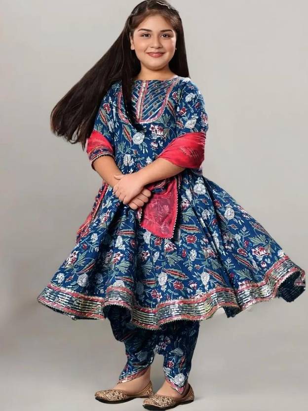BITIYALAADO Girls Festive & Party Kurta, Dhoti Pant & Dupatta Set
