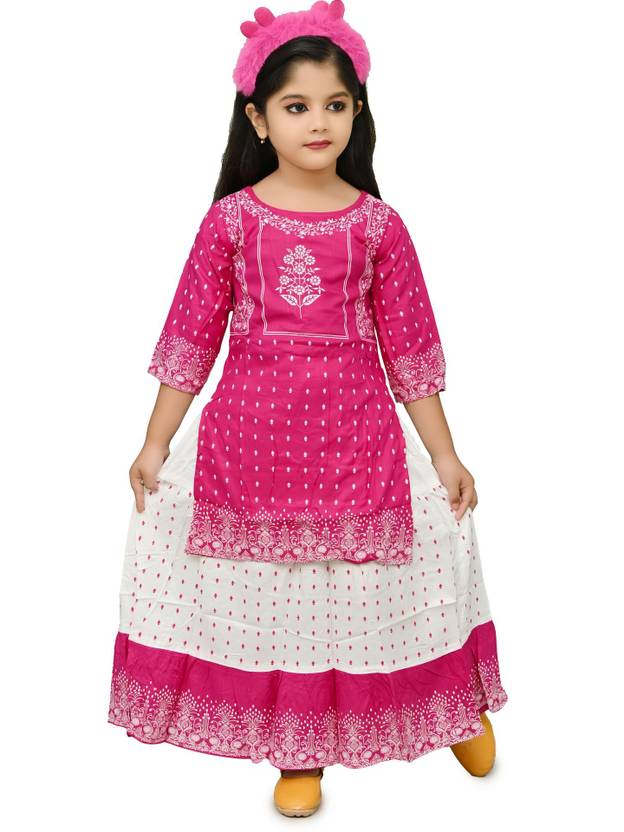 CHANDRIKA LIFESTYLE Girls Festive & Party Top and Skirt Set