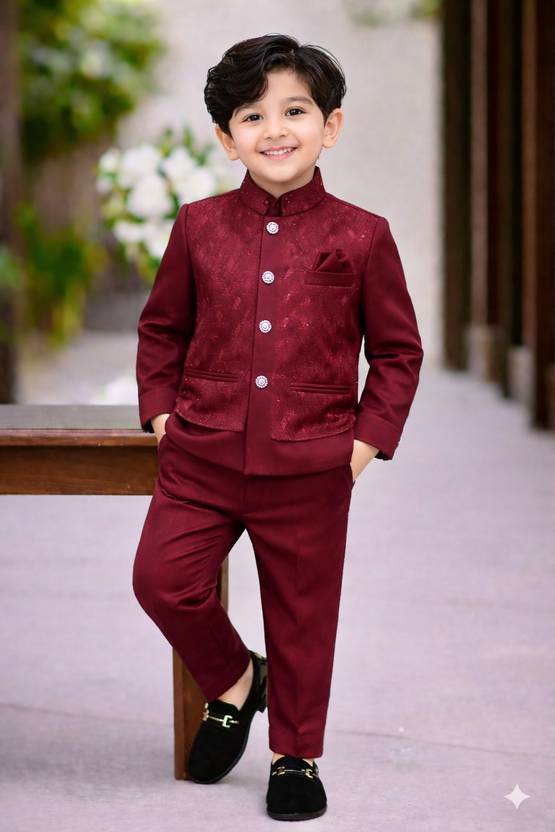 AnishkaStore Boys Festive & Party Kurta, Waistcoat and Pyjama Set