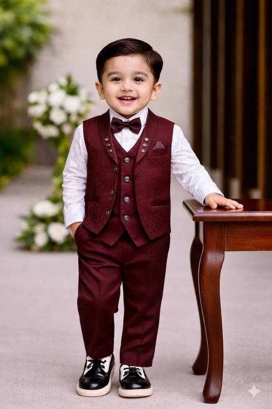 AnishkaFashion Boys Festive & Party Shirt, Waistcoat and Pant Set