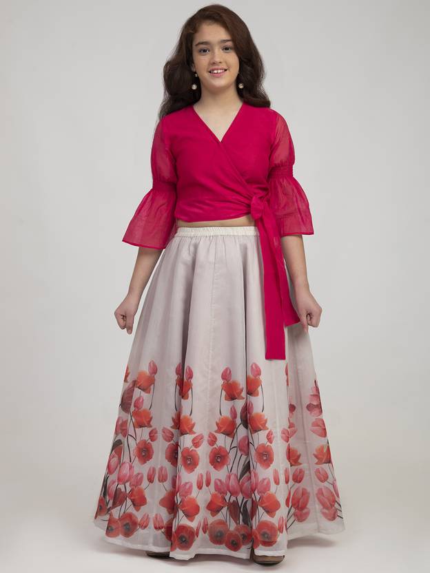 Bitiya By Bhama Girls Lehenga Choli Ethnic Wear Solid Lehenga Choli