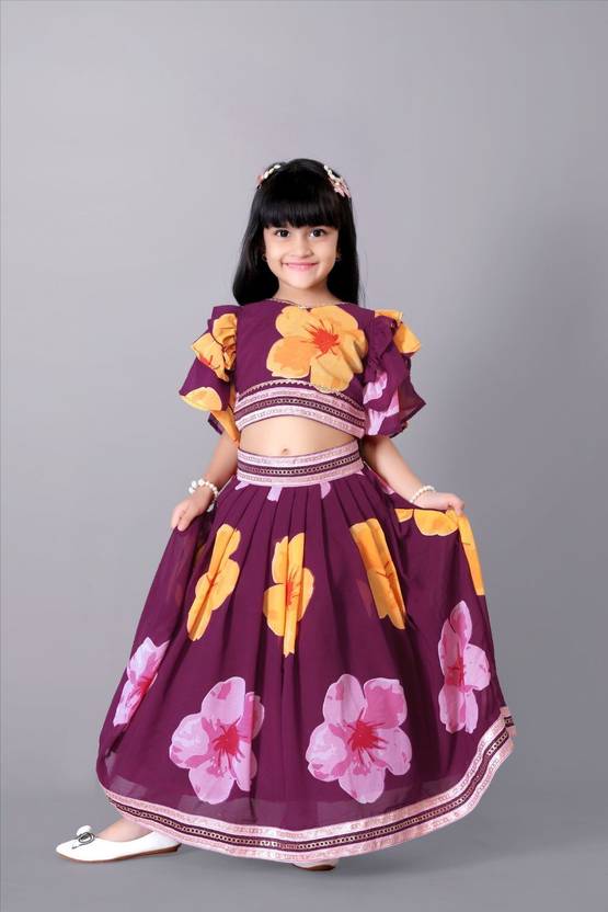 satyamfab Indi Girls Lehenga Choli Party Wear Floral Print Ghagra Choli
