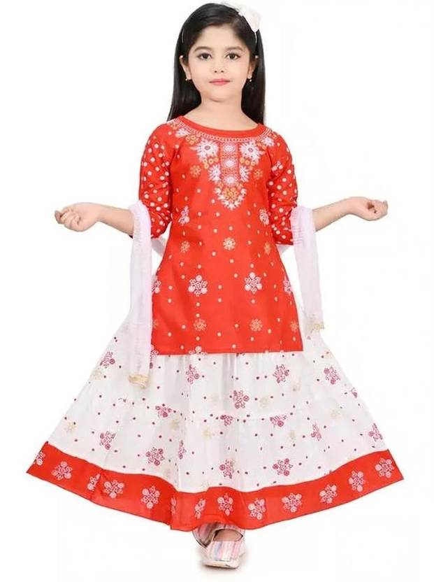 Suhana Kolkata Girls Lehenga Choli Ethnic Wear Printed Lehenga, Choli and Dupatta Set