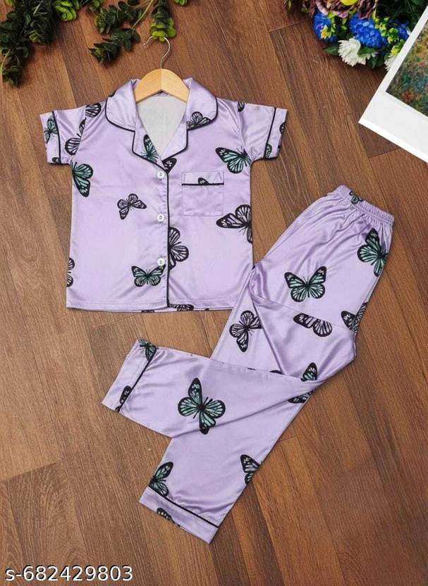 Hesvi Collection Baby Boys & Baby Girls Printed Cotton Blend Kids Nightwear